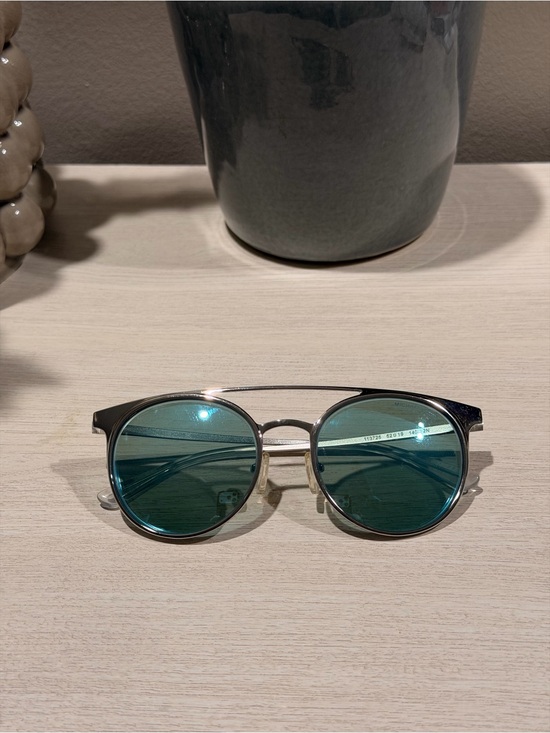 Michael Kors Silver Frame Sunglasses with Teal Green Lenses